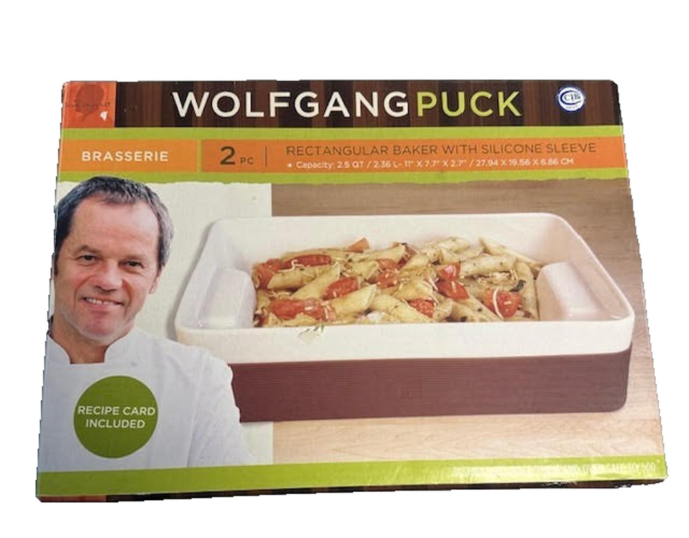 Wolfgang Puck 3.6 Qt Rectangular Glass Baking Dish w Insulated Carry Bag New